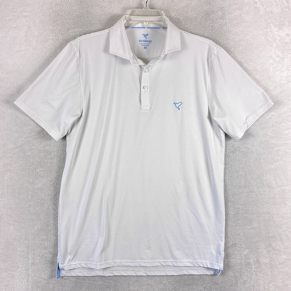 Birddogs Polo Shirt Mens M White Performance Preppy Outdoors Golf Summer